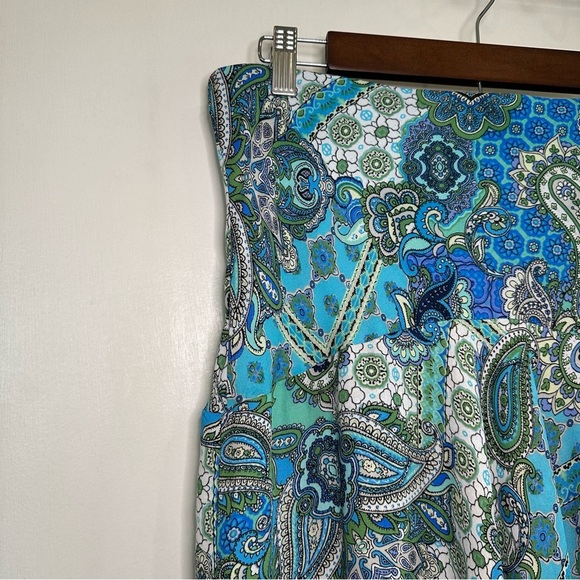 Y2K Drop Waist Paisley Asymmetrical Midi Skirt. Large. Blue. - Picture 2 of 6